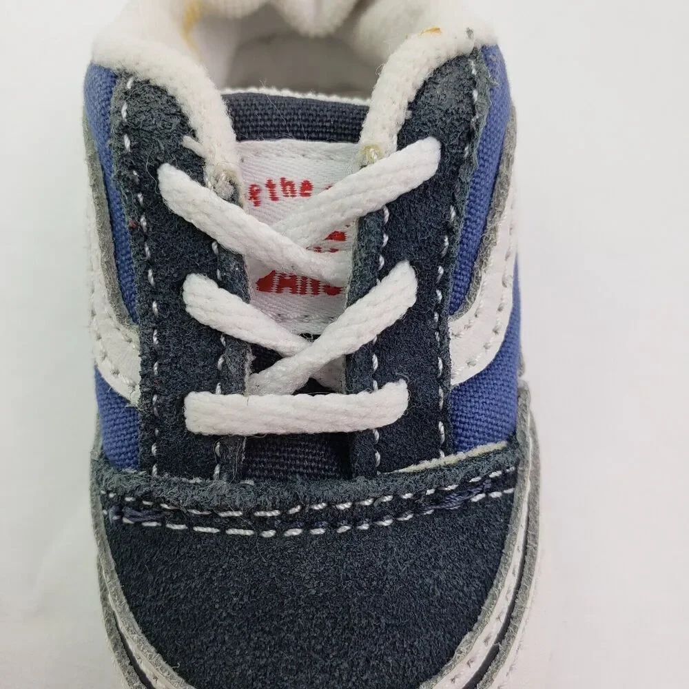 Vans Youth Size 2 Blue Black Classic Stripe Lace Up Shoes